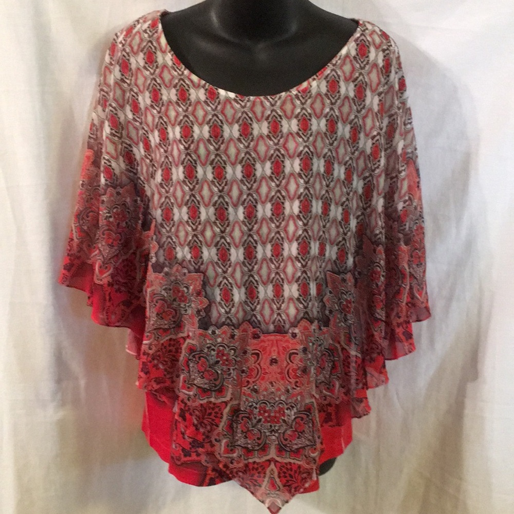 Energe Tank Top with Sheer Poncho Overlay